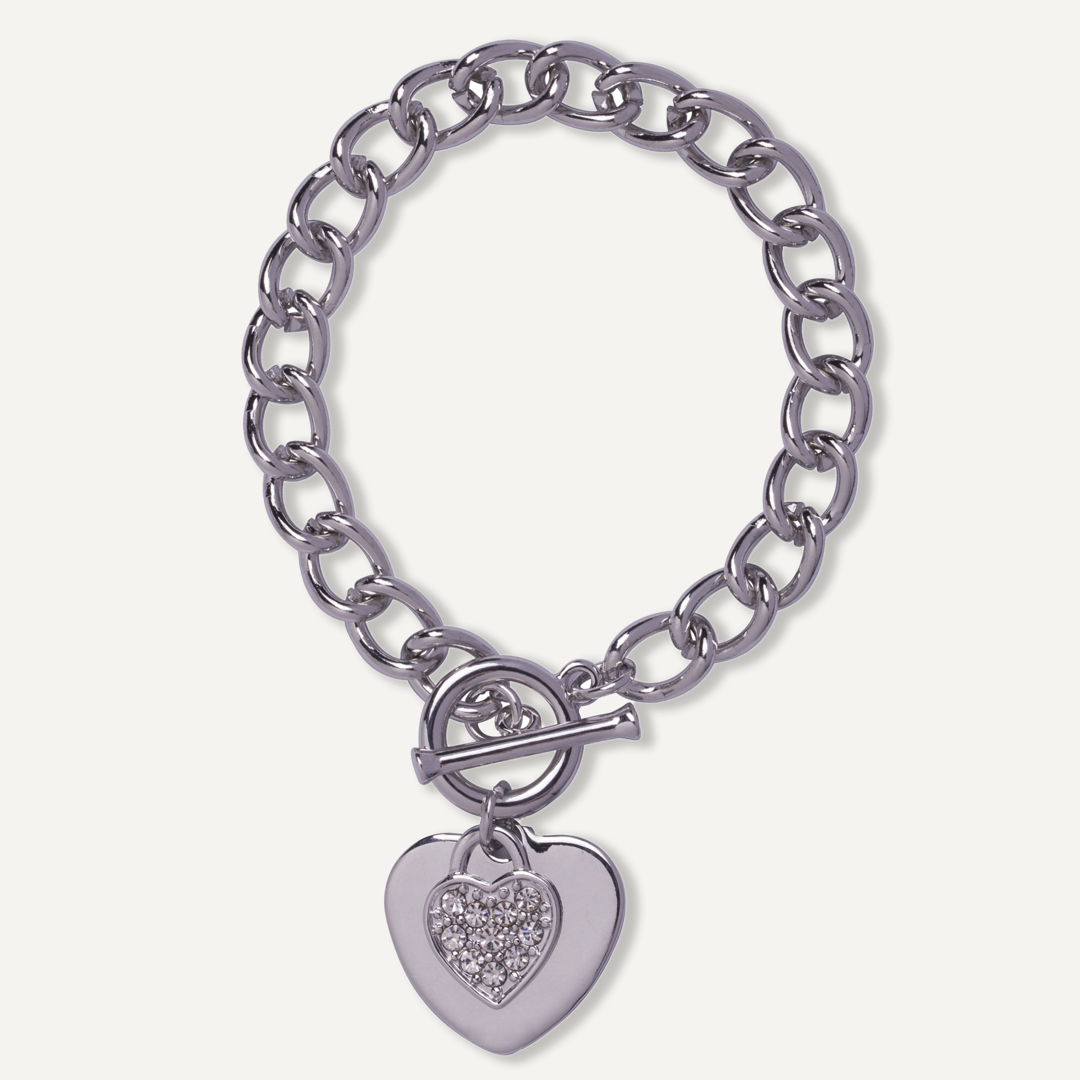 Sweetheart Crystal Bracelet With Classic Heart In Silver-Tone - D&X Retail