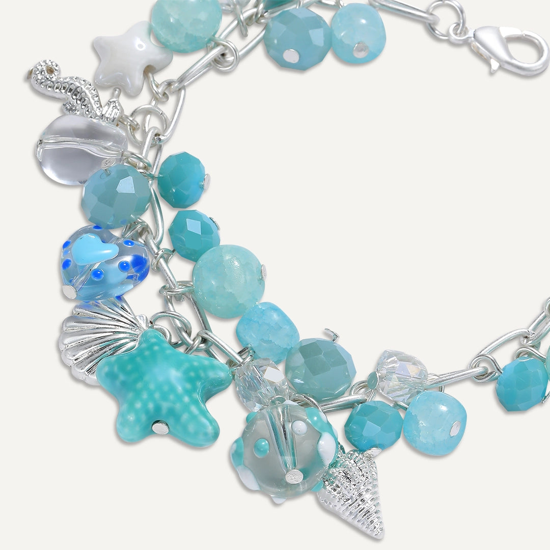 Coastal Charm Cluster Bracelet In Silver-Tone