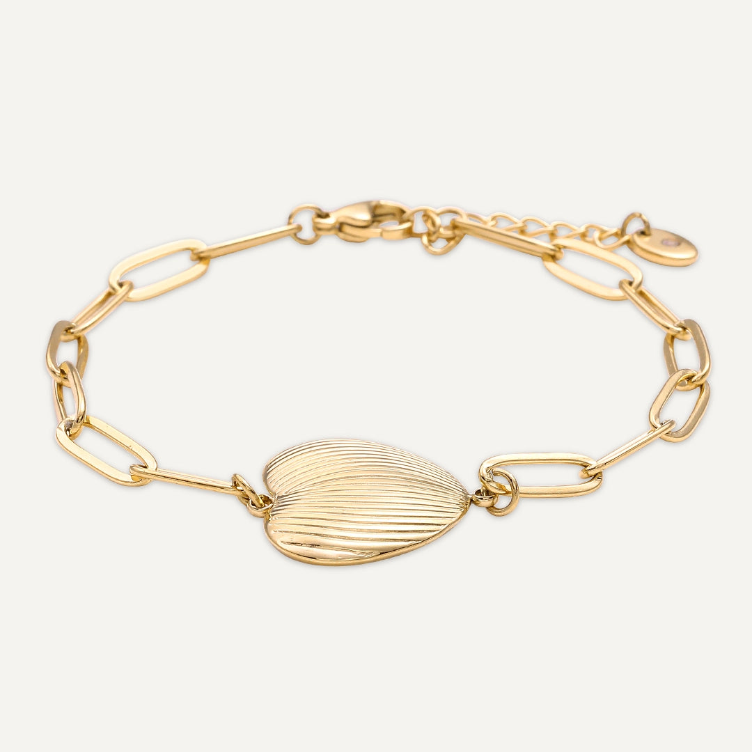 Vibes | Ribbed Heart Chain Bracelet | 18K Gold-Plated