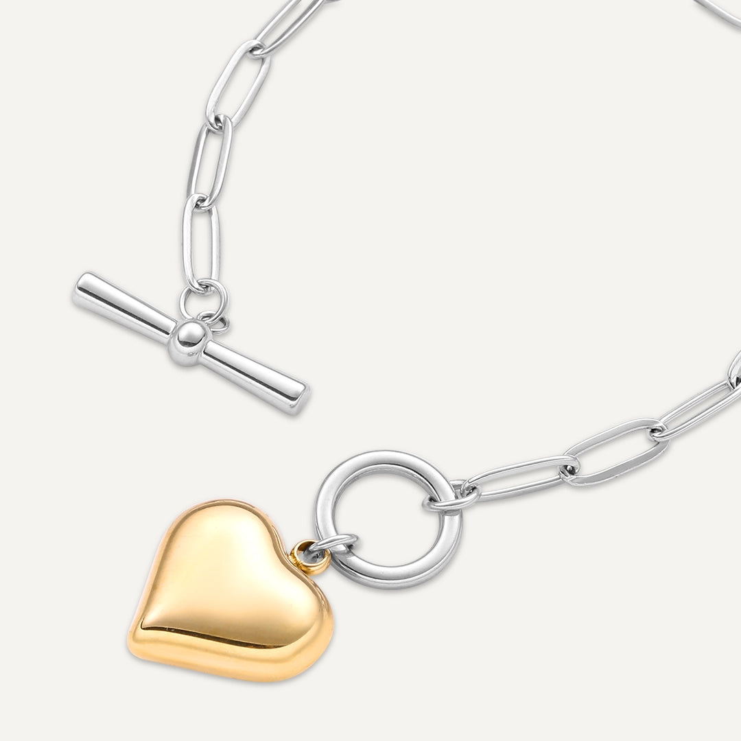 Vibes | Heartbeat Toggle Bracelet | 18K Gold & White Gold-Plated