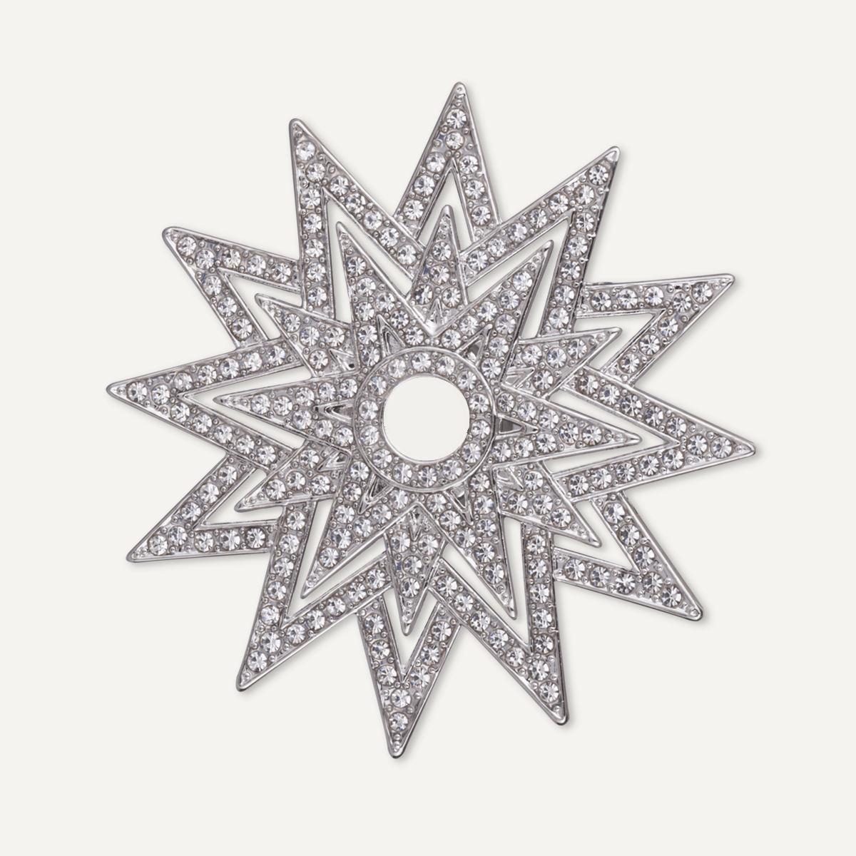 Elizabeth Flare Crystal Magnetic Brooch In Silver - D&X Retail