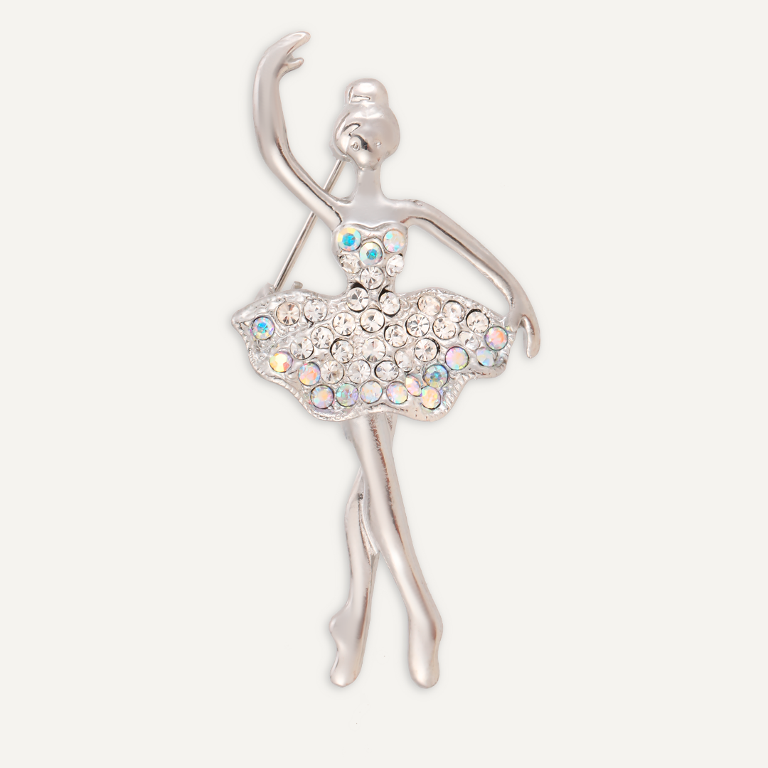 Ballerina Dancer Crystal Brooch