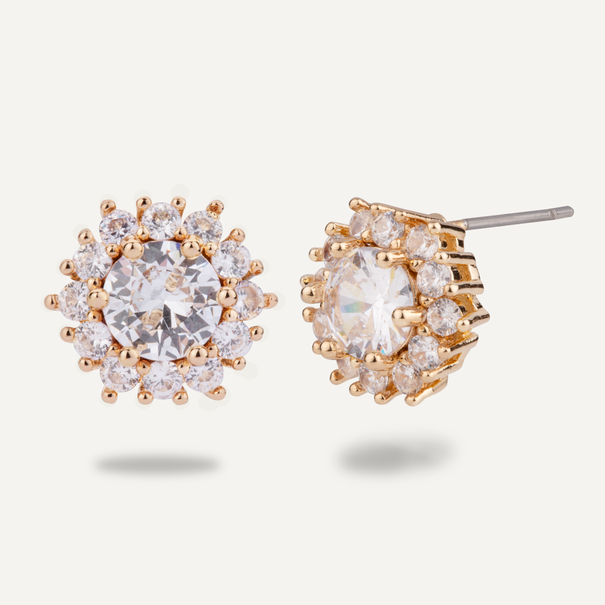 Kylie Cubic Zirconia Stud Earrings In Gold - D&X Retail