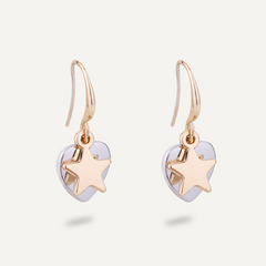 Emily Heart and Star Hook Earrings In Gold - D&X Retail