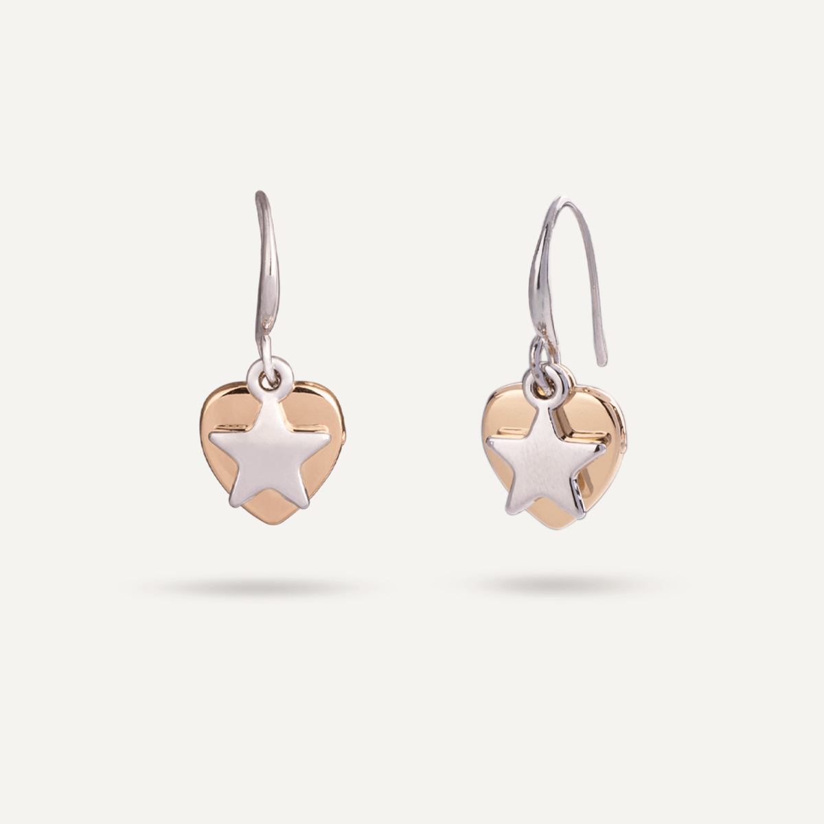 Emily Heart and Star Hook Earrings In Silver - D&X Retail