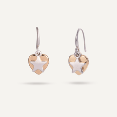 Emily Heart and Star Hook Earrings In Silver - D&X Retail