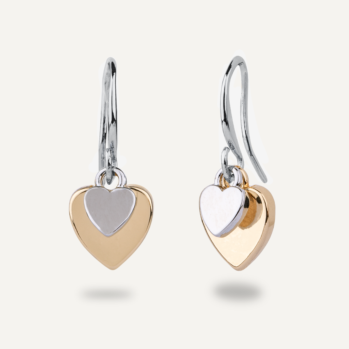 Keira Mixed Heart Duo Earrings In Silver & Gold-Tone