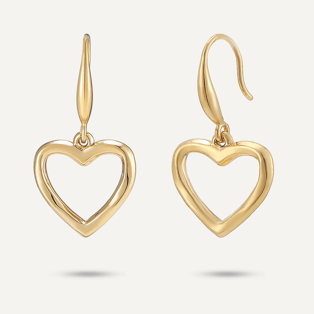 Contemporary Heart Hook Earrings In Gold-Tone