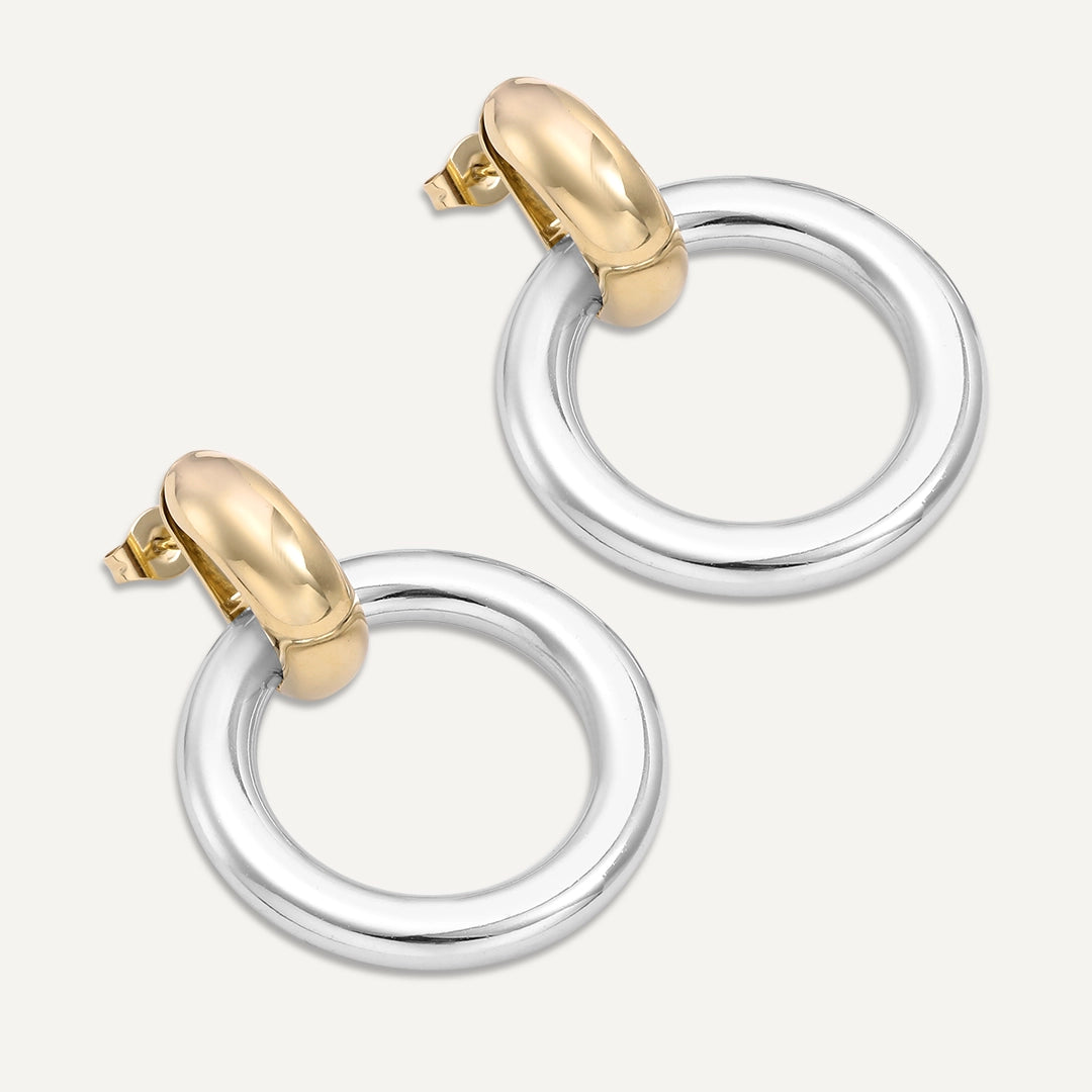 Vibes | Bold Orbit Hoop Earrings | 18K Gold & White Gold-Plated