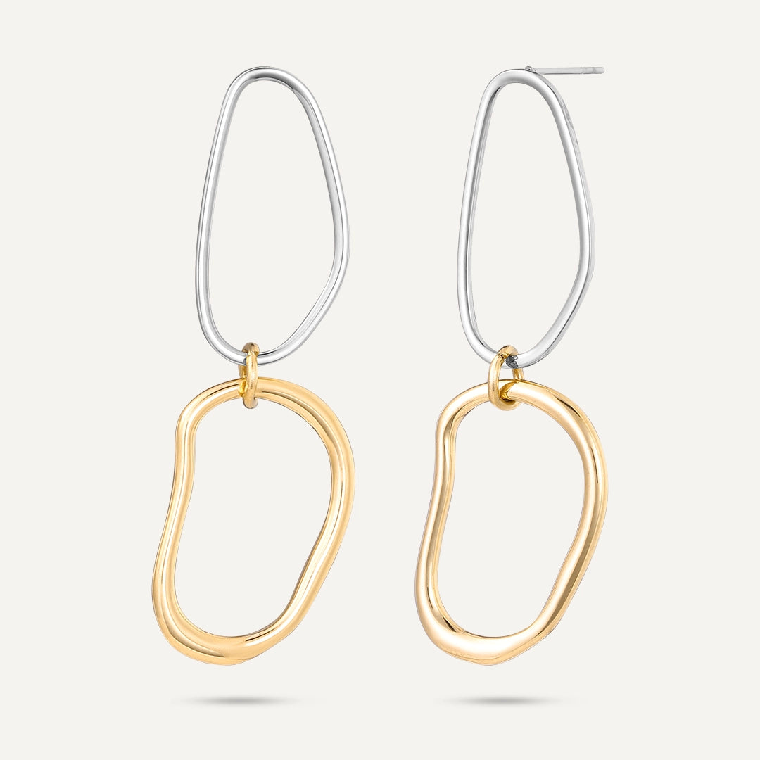 Vibes | Ripple Link Earrings | 18K Gold & White Gold-Plated