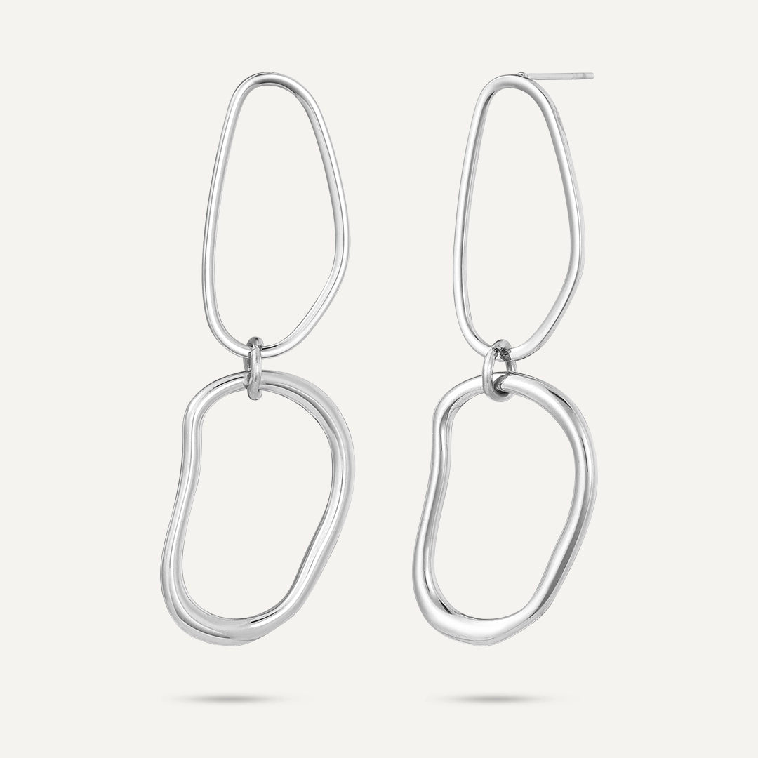 Vibes | Ripple Link Earrings | White Gold-Plated