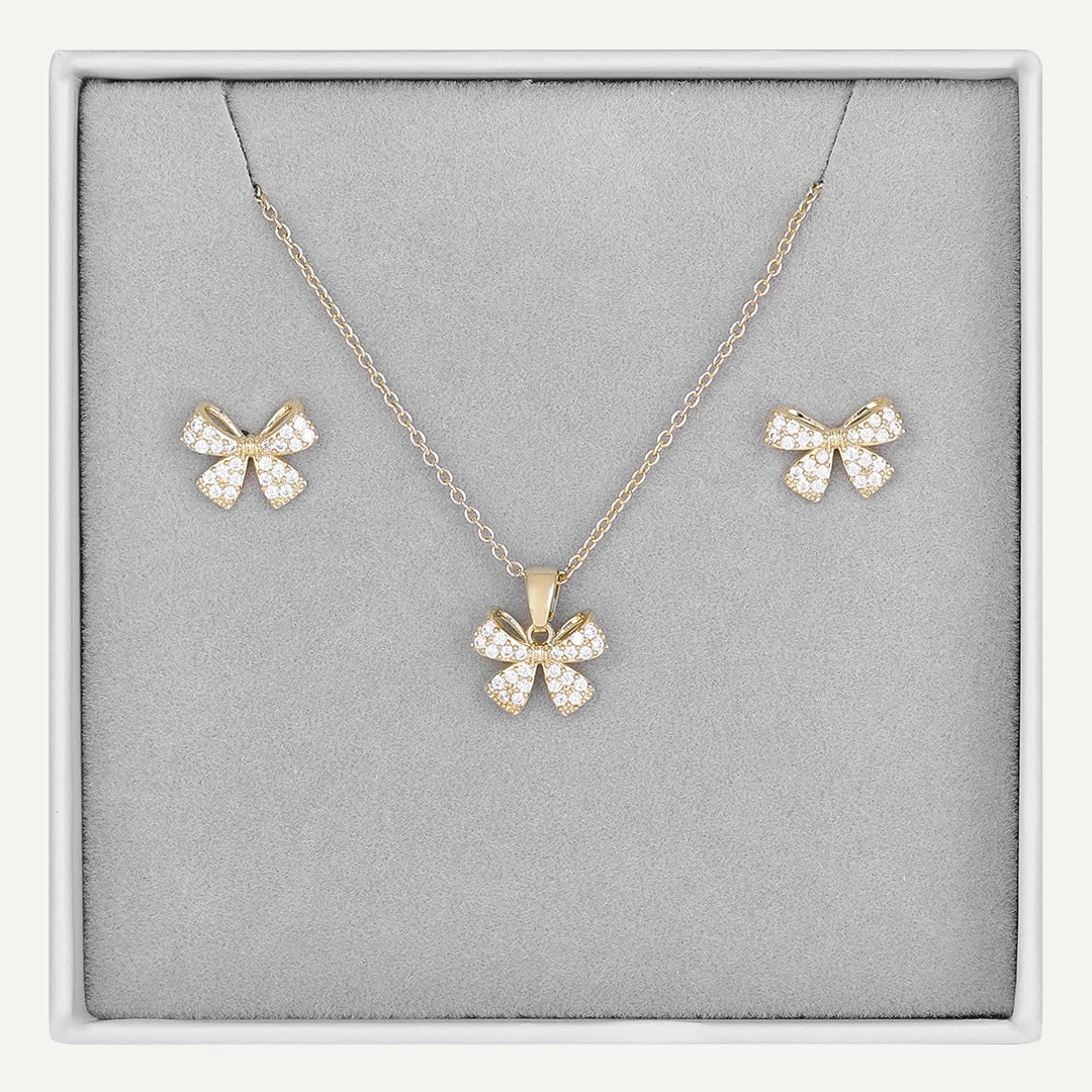 Bow Jewelry Set In Gold-Tone