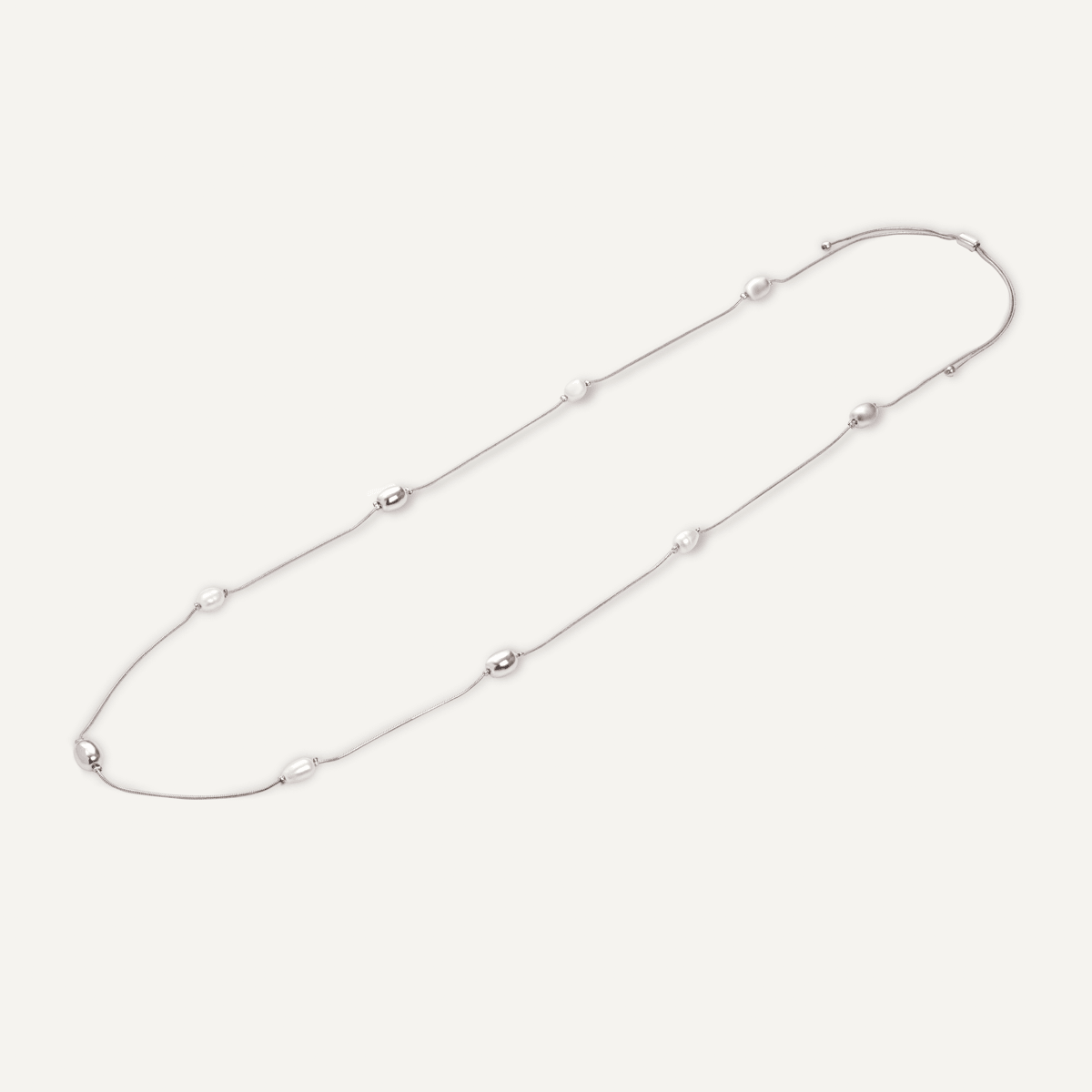 Audrey Rhodium Silver Fresh Water Pearl Necklace - D&X Retail