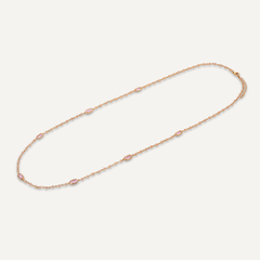 Long Pink Crystal Stone Gold Necklace - D&X Retail