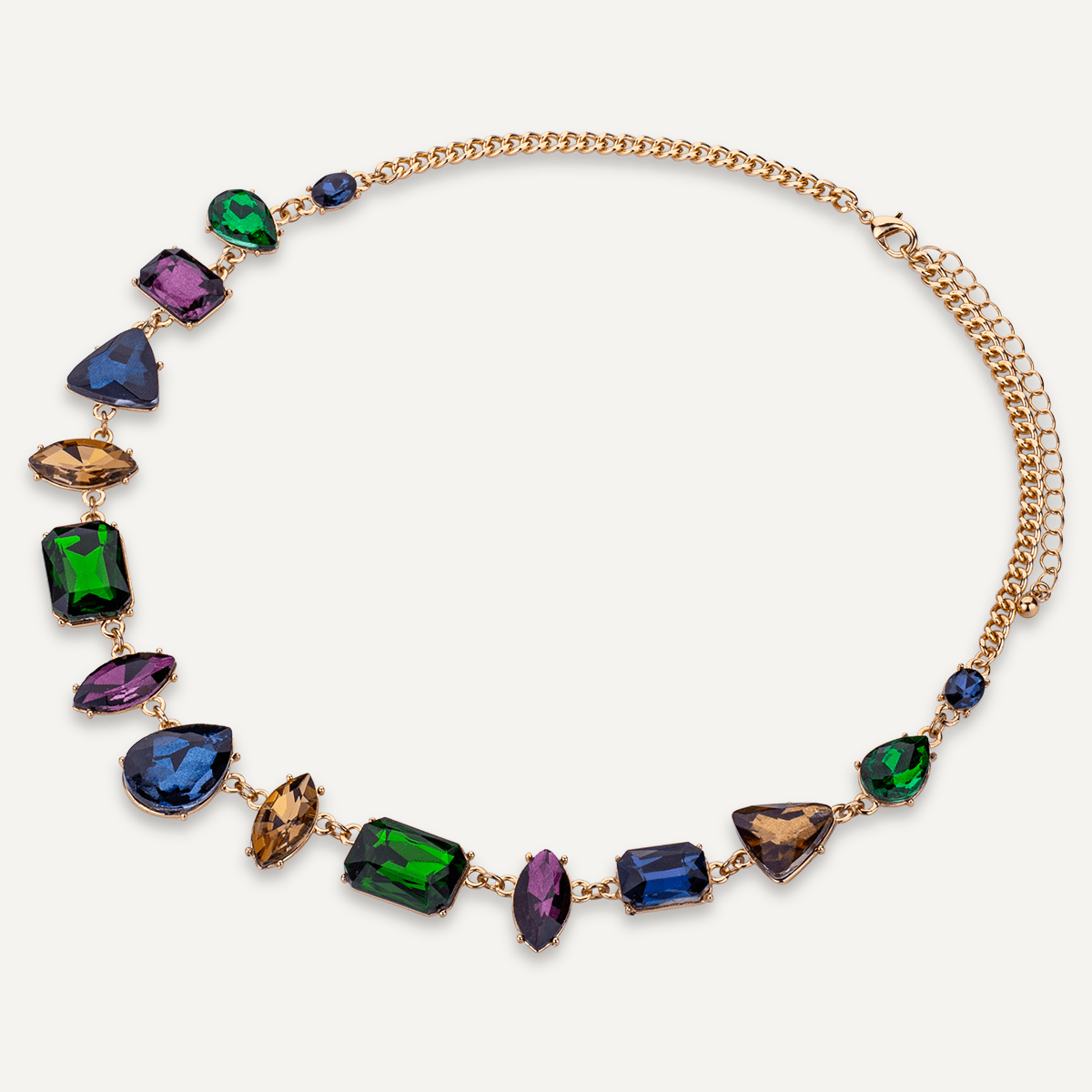 Iris Multi-Coloured Crystal Short Necklace In Gold-Tone - D&X Retail