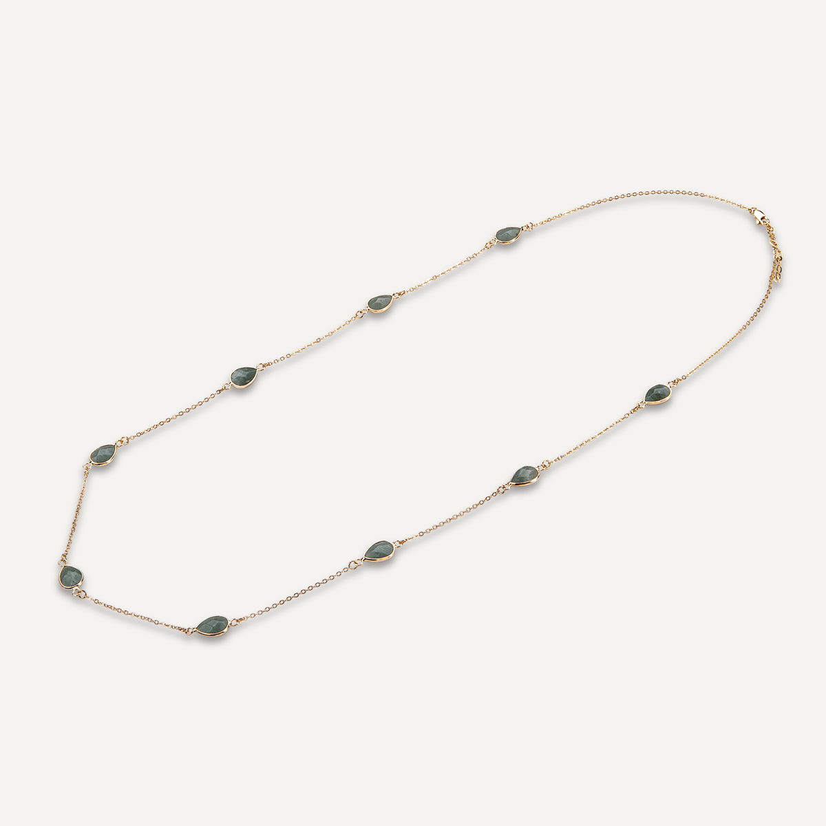 Long Chrysoprase Multi Crystal Gold Necklace - D&X Retail