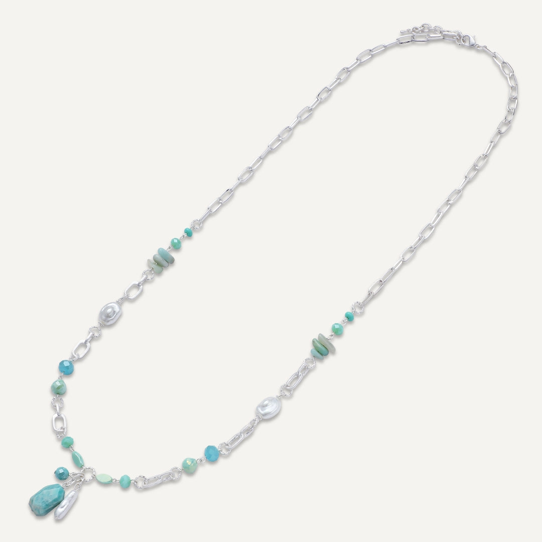 Natural Charm Layered Drop Necklace In Silver-Tone