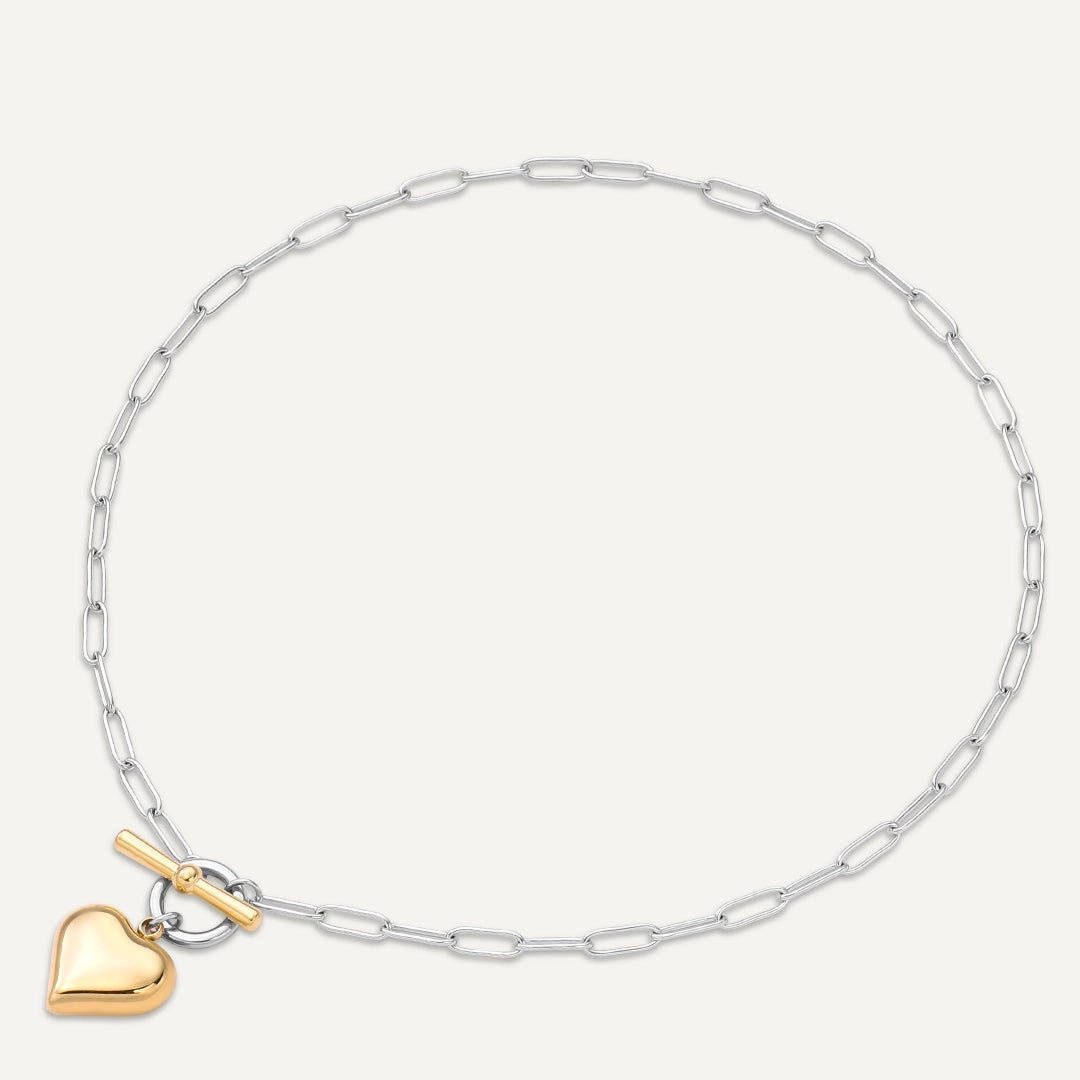 Vibes | Love Toggle Necklace | 18K Gold & White Gold-Plated