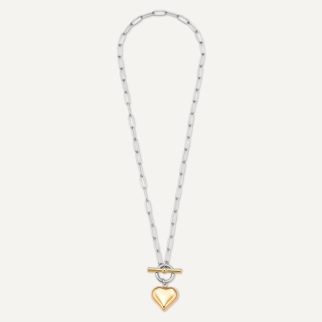 Vibes | Love Toggle Necklace | 18K Gold & White Gold-Plated