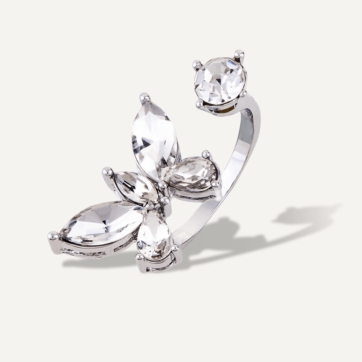 Butterfly Crystal Silver Ring - D&X Retail