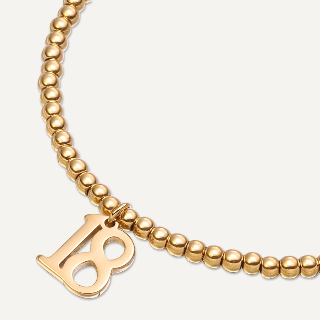 Memories: "HAPPY 18TH BIRTHDAY" | Number 18 Bracelet | 18K Gold-Plated
