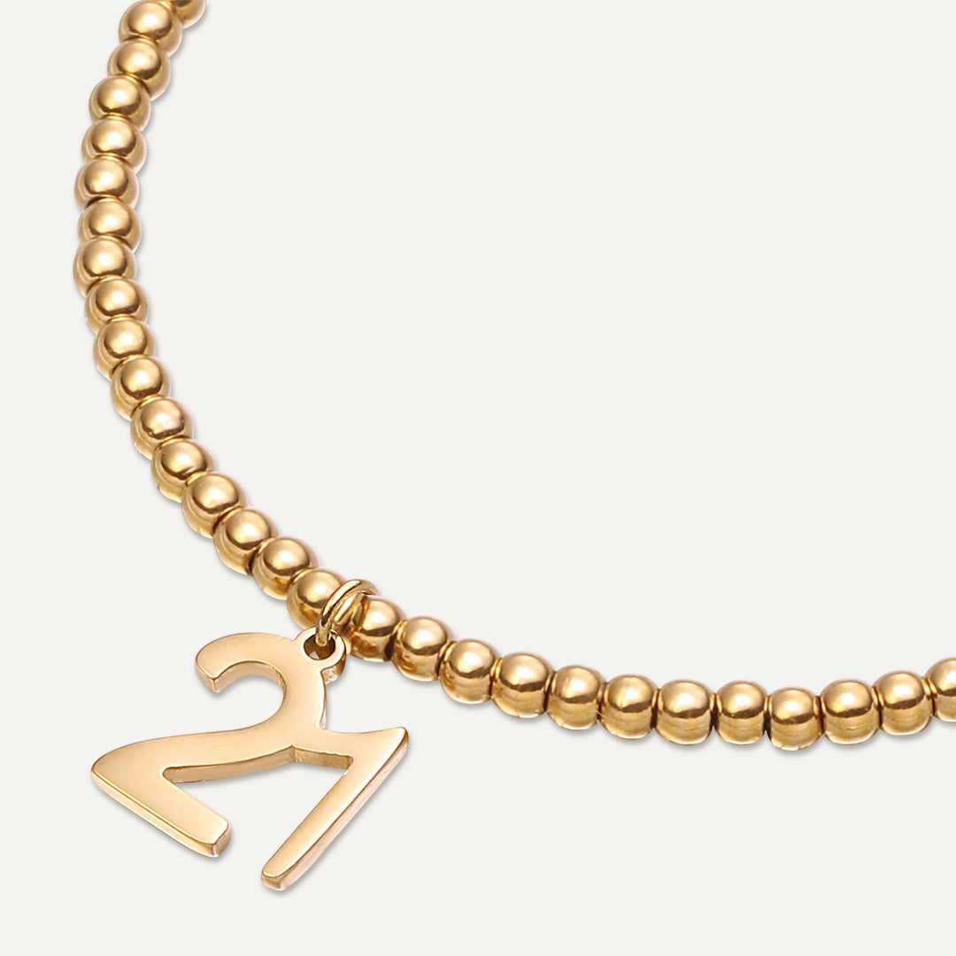 Memories: "HAPPY 21ST BIRTHDAY" | Number 21 Bracelet | 18K Gold-Plated