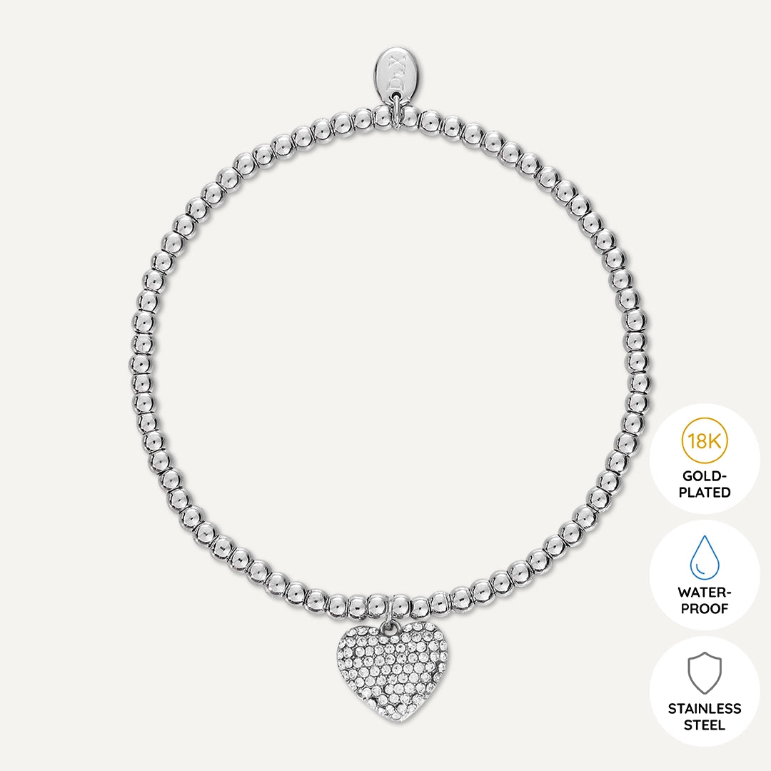Memories: "HAPPY 70TH BIRTHDAY" | Heart Bracelet | White Gold-Plated