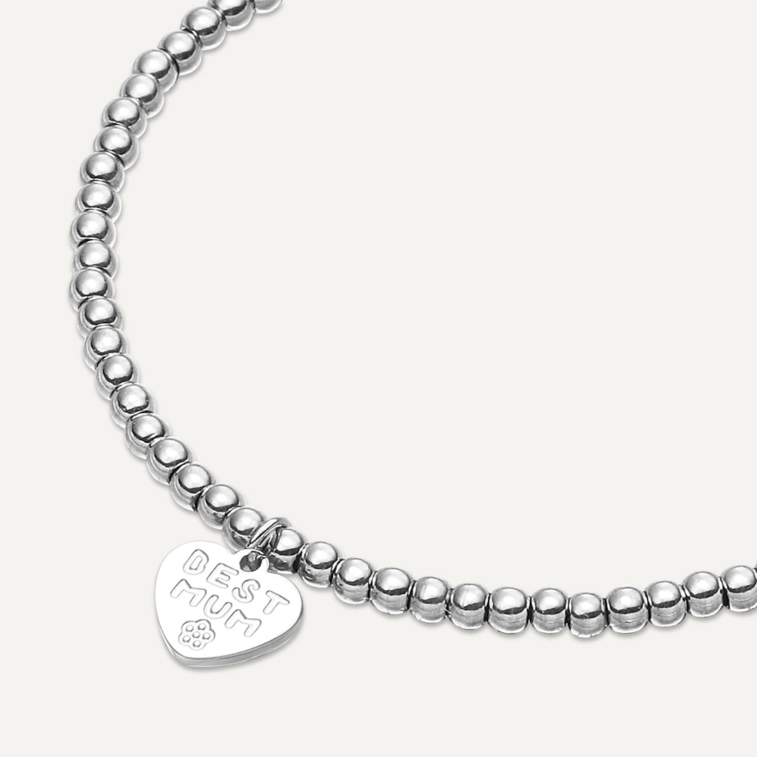 Memories: "WONDERFUL MUM" | Heart Bracelet | White Gold-Plated