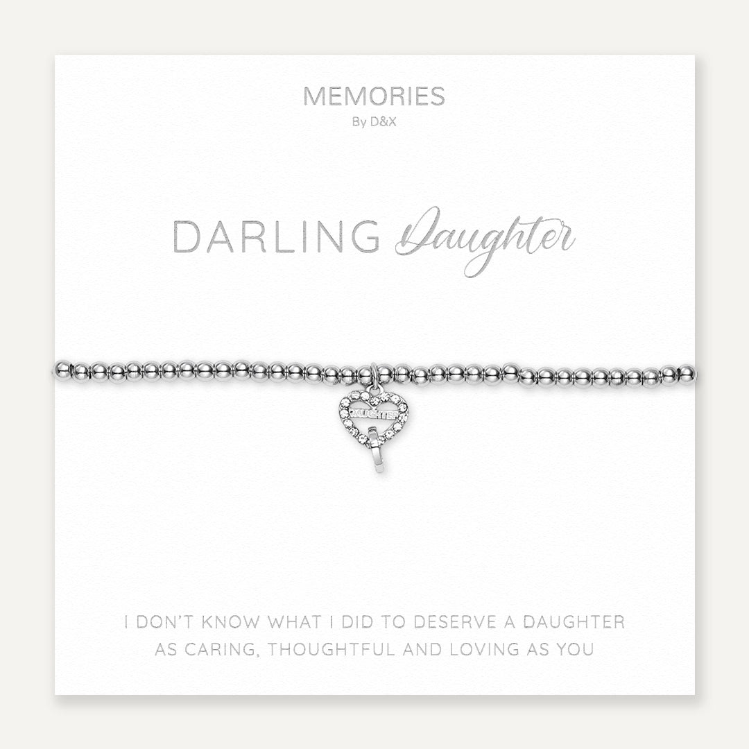 Memories: "DARLING DAUGHTER" | Heart Bracelet | White Gold-Plated