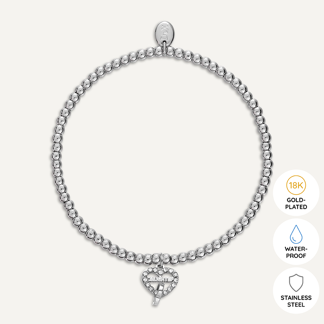 Memories: "DARLING DAUGHTER" | Heart Bracelet | White Gold-Plated