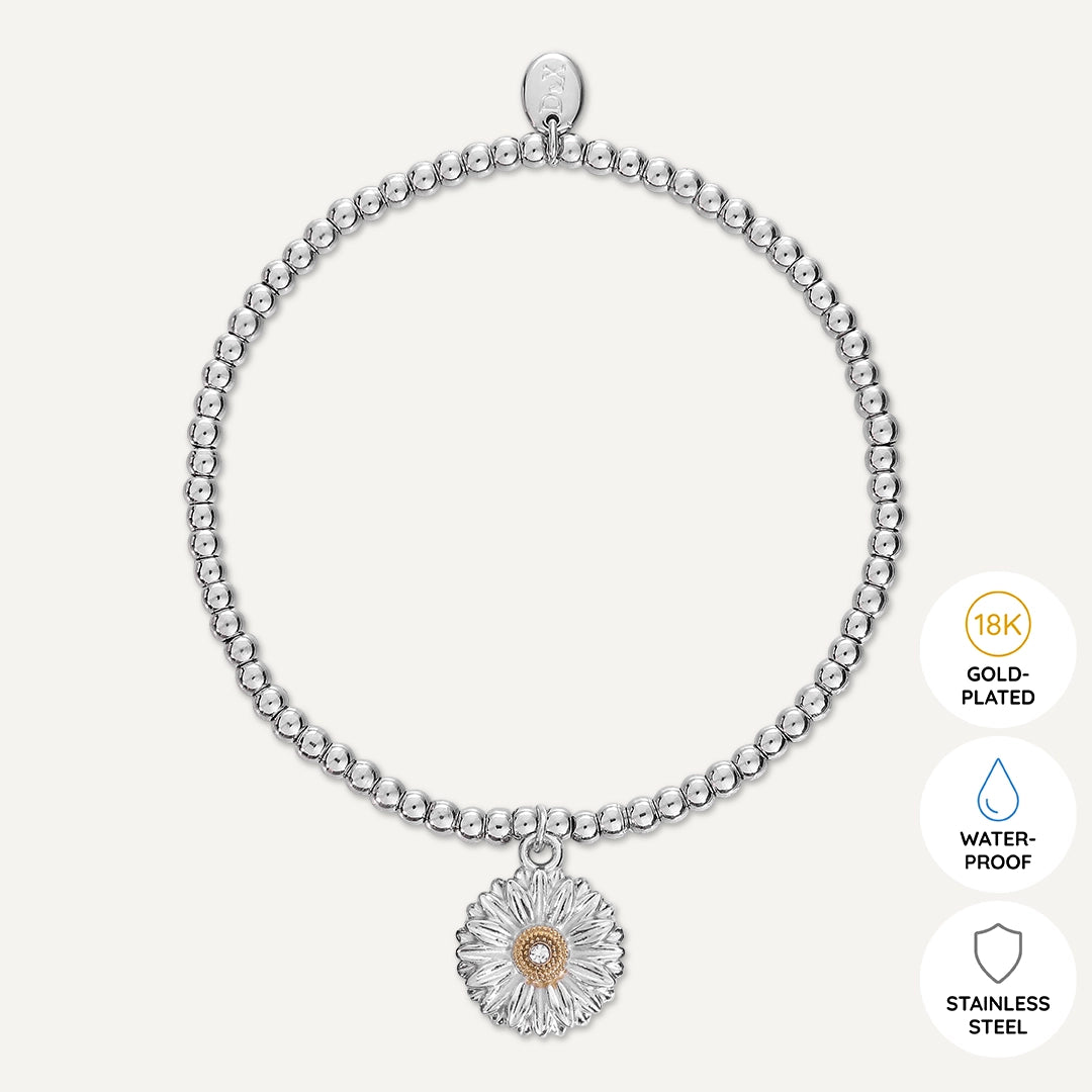 Memories: "FABULOUS FLOWER GIRL" | Flower Bracelet | White Gold-Plated | Multi-Colour