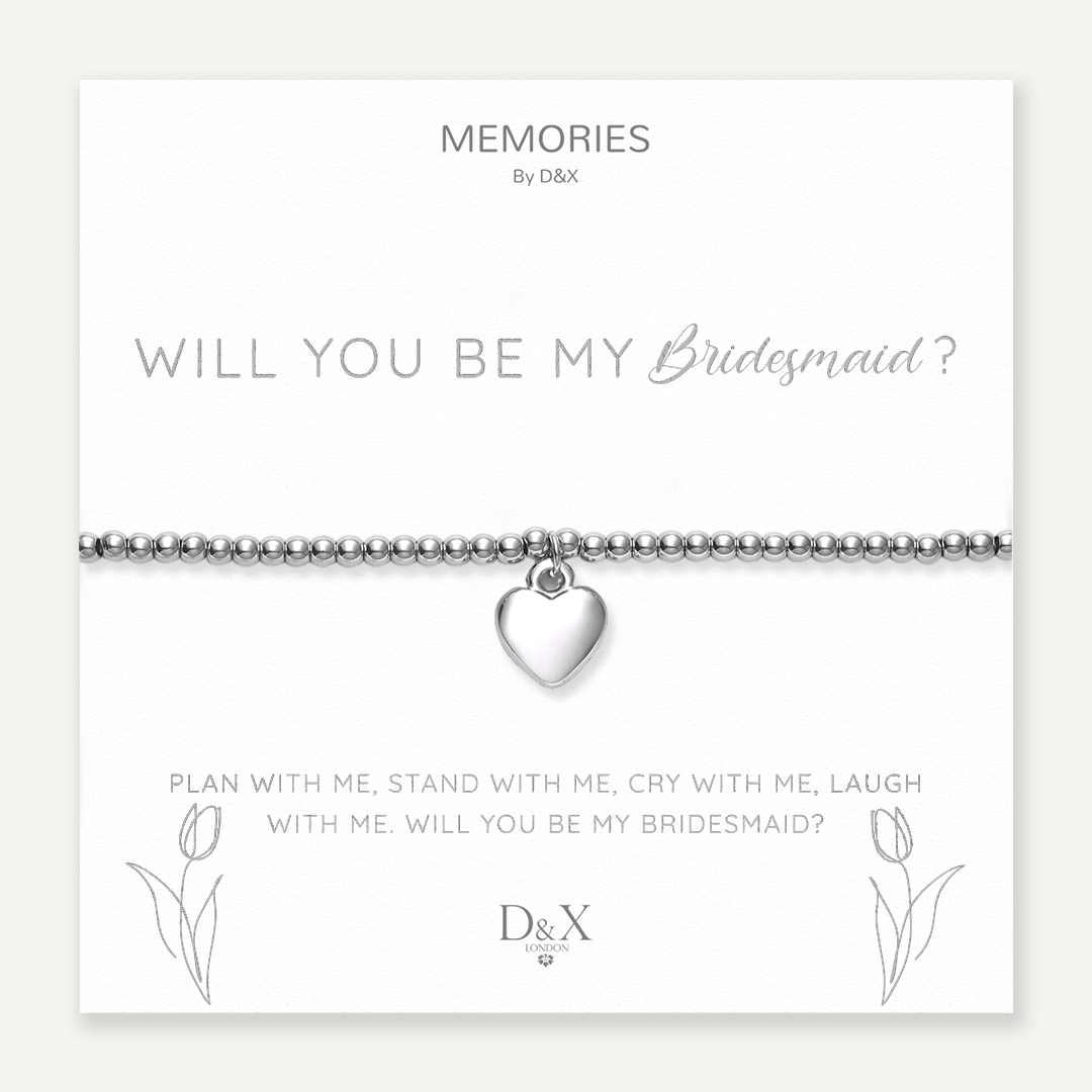 Memories: "WILL YOU BE MY BRIDESMAID?" | Heart Bracelet | White Gold-Plated