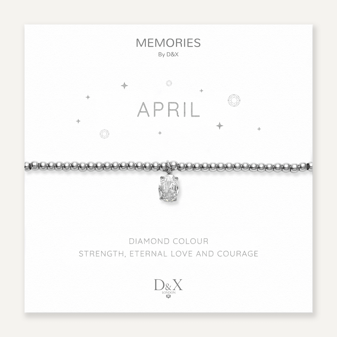 Memories: "APRIL" | Diamond Bracelet | White Gold-Plated
