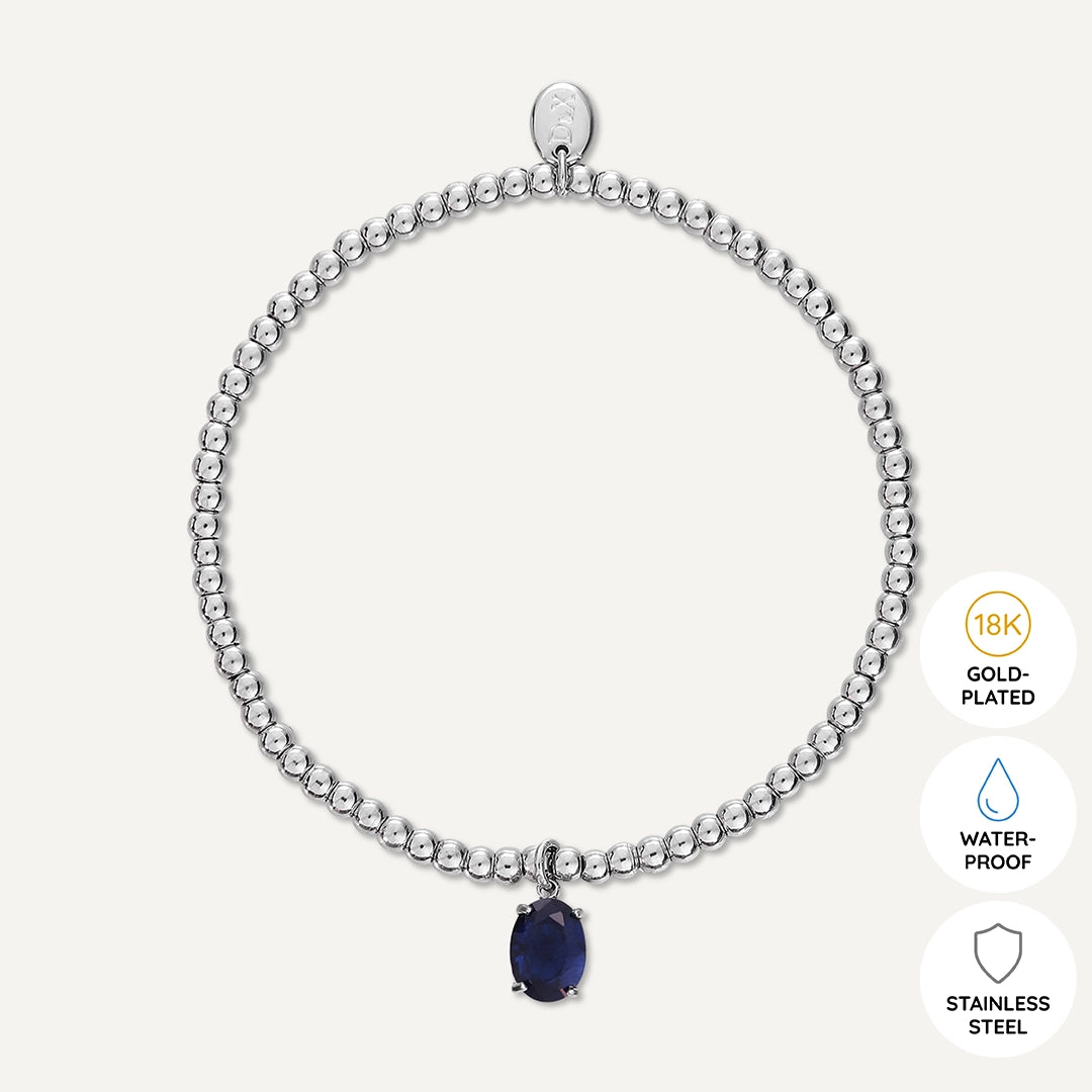 Memories: "SEPTEMBER" | Sapphire Bracelet | White Gold-Plated