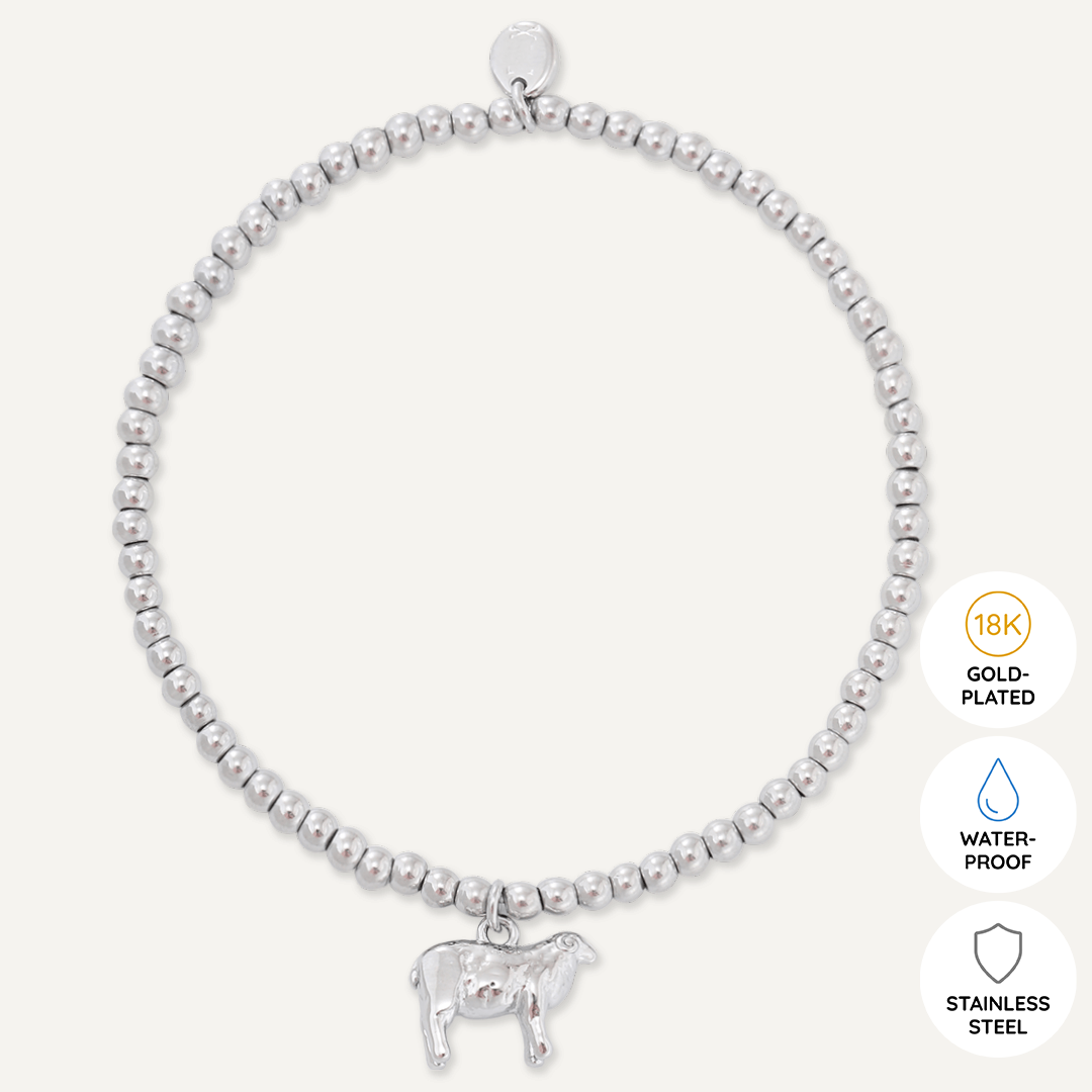 Memories: "I LOVE EWE" | Sheep  Bracelet | White Gold-Plated