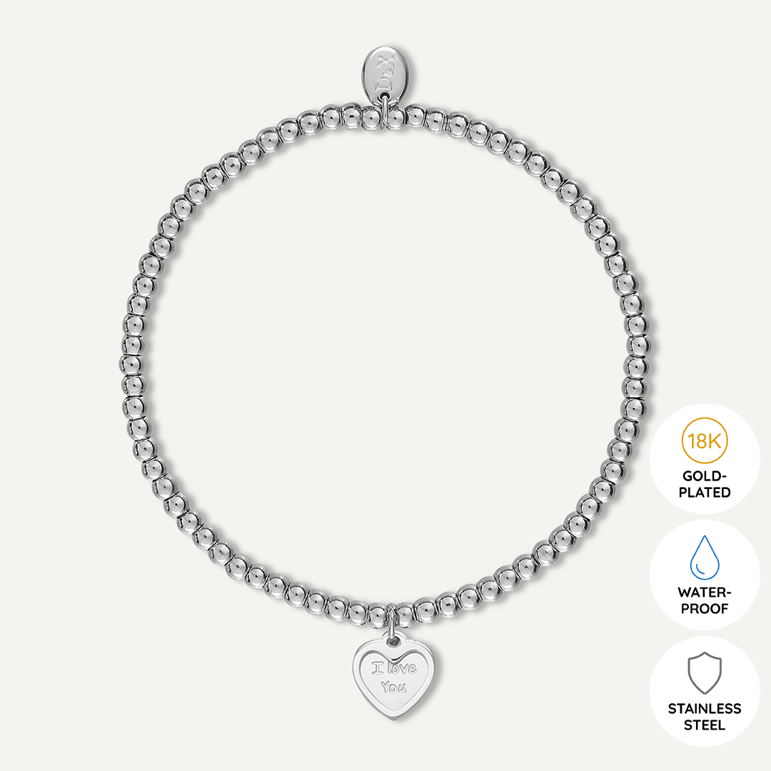 Memories: "CARU TI" | Heart Bracelet | White Gold-Plated