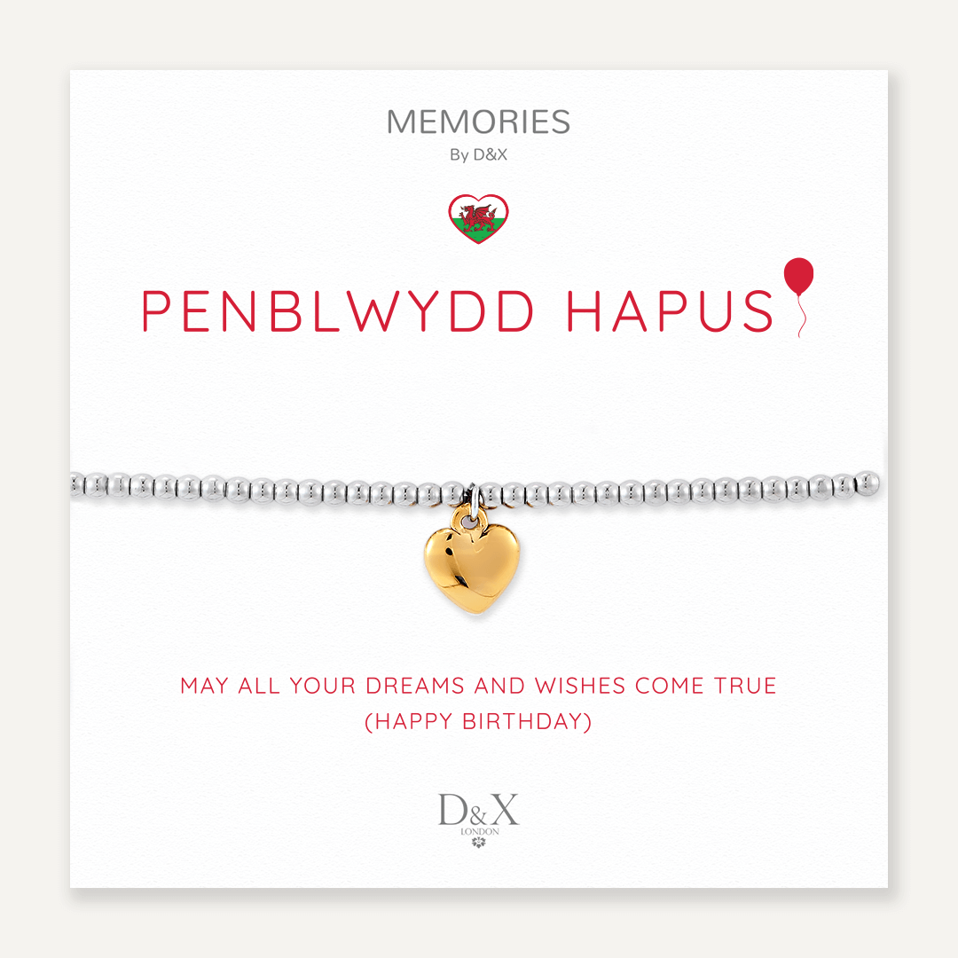 Memories: "PENBLWYDD HAPUS" | Heart Bracelet | White Gold & 18K Gold-Plated