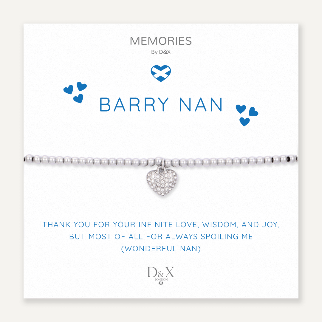 Memories: "BARRY NAN" | Heart Bracelet | White Gold-Plated