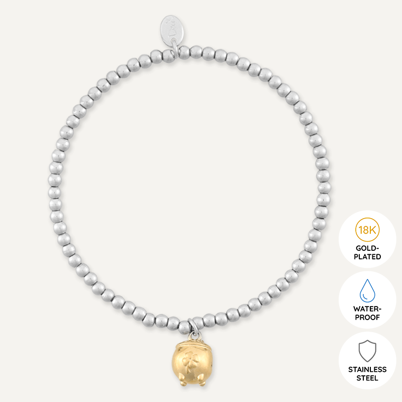Memories: "CRAIC A GAULD" | Pot of Gold Bracelet | White Gold & 18K Gold-Plated