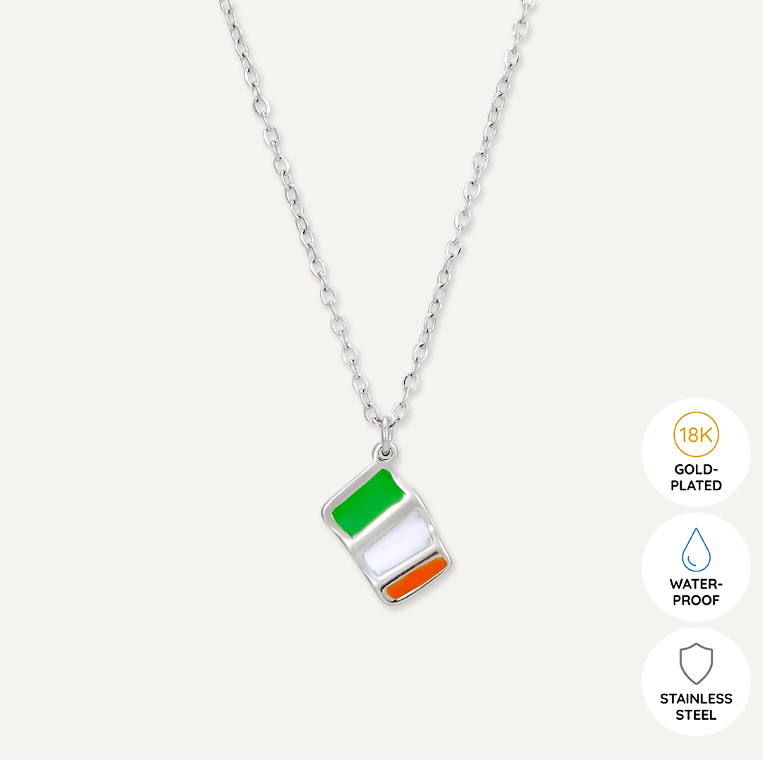 Memories: "ERIN GO BRAGH" | Irish Flag Necklace | White Gold-Plated | Multi-Colour