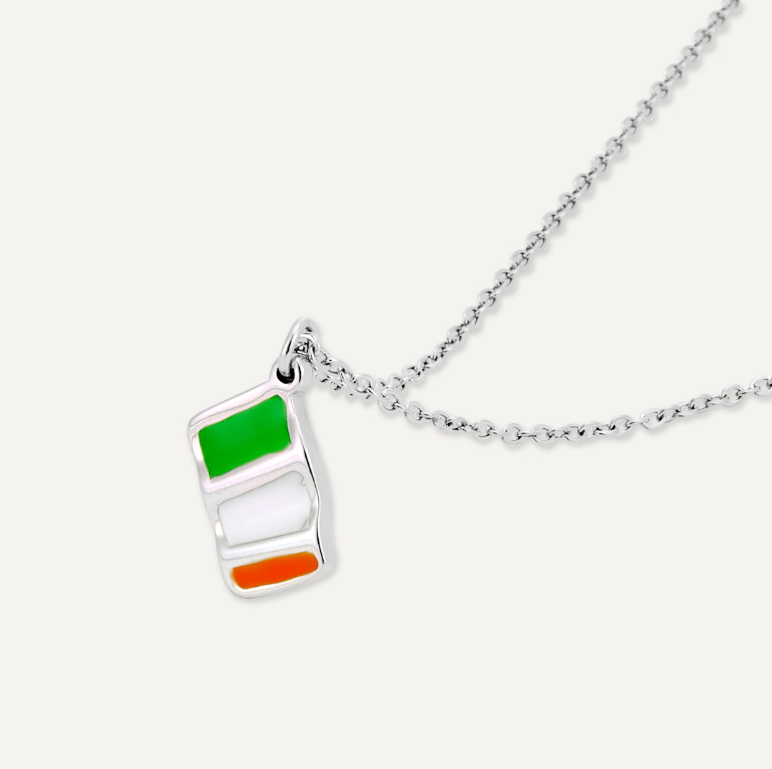 Memories: "ERIN GO BRAGH" | Irish Flag Necklace | White Gold-Plated | Multi-Colour