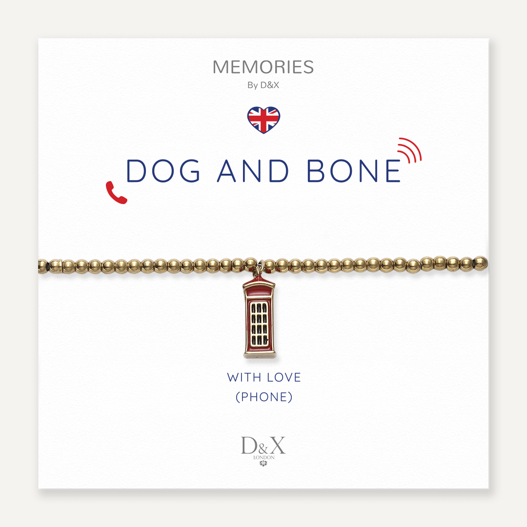Memories: "DOG AND BONE" | Telephone Box Bracelet | 18K Gold-Plated | Multi-Colour