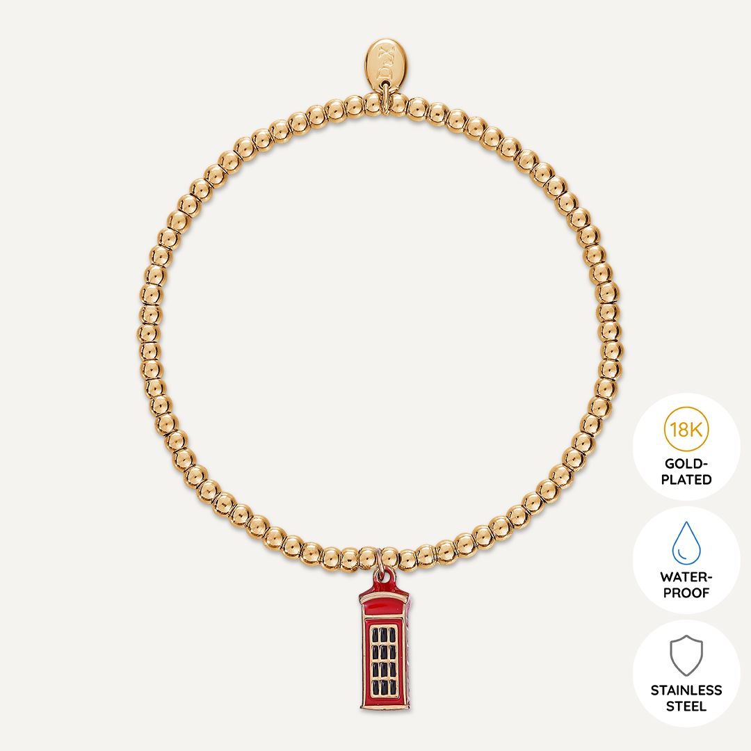 Memories: "DOG AND BONE" | Telephone Box Bracelet | 18K Gold-Plated | Multi-Colour