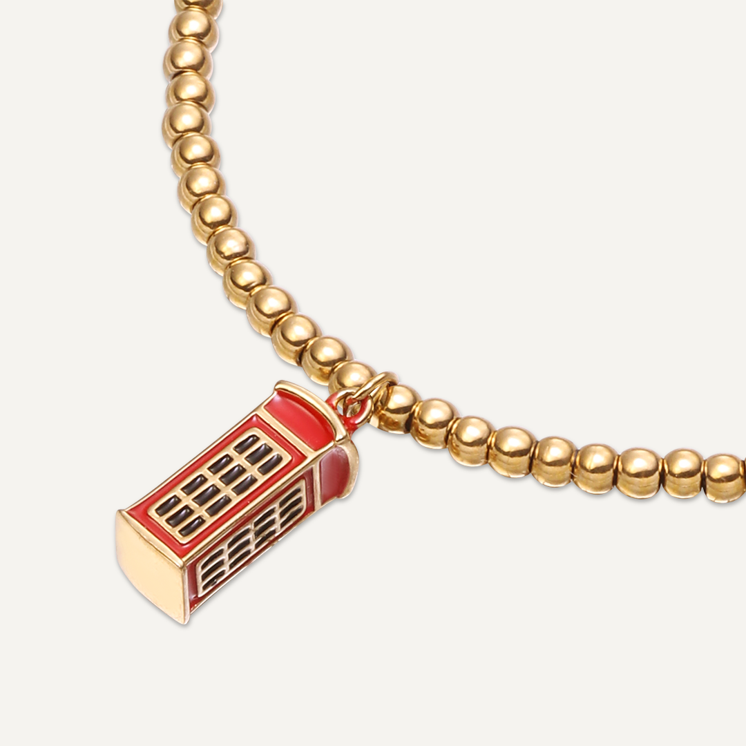 Memories: "DOG AND BONE" | Telephone Box Bracelet | 18K Gold-Plated | Multi-Colour