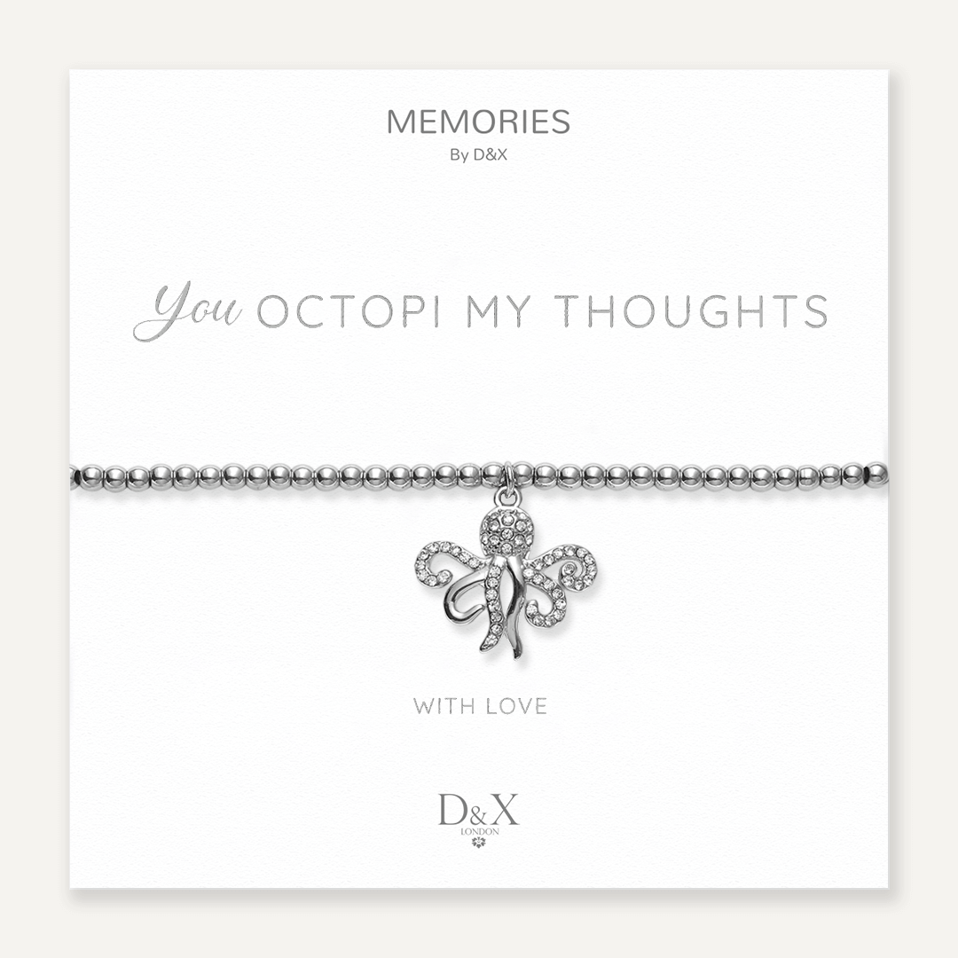 Memories: "YOU OCTOPI MY THOUGHTS" | Octopus Bracelet | White Gold-Plated