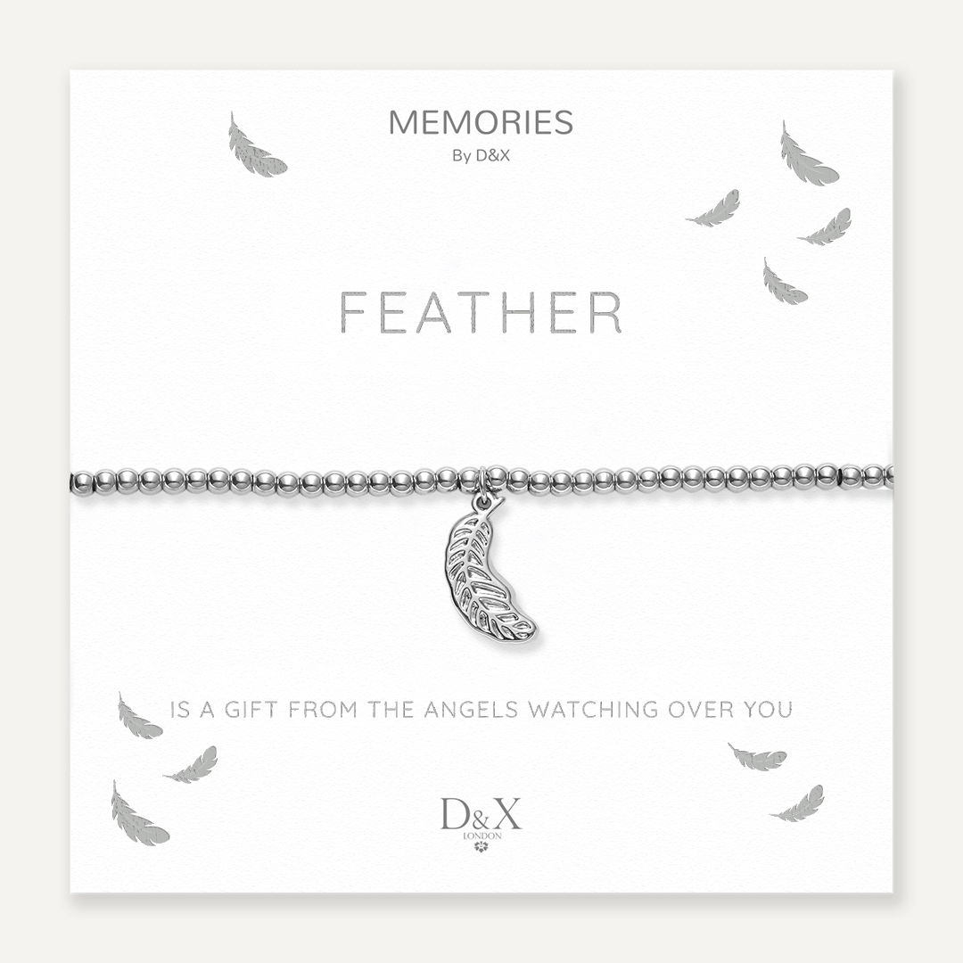 Memories: "FEATHER" | Feather Bracelet | White Gold-Plated