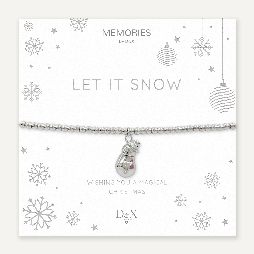 Memories: "LET IT SNOW" | Snowman Bracelet | White Gold-Plated