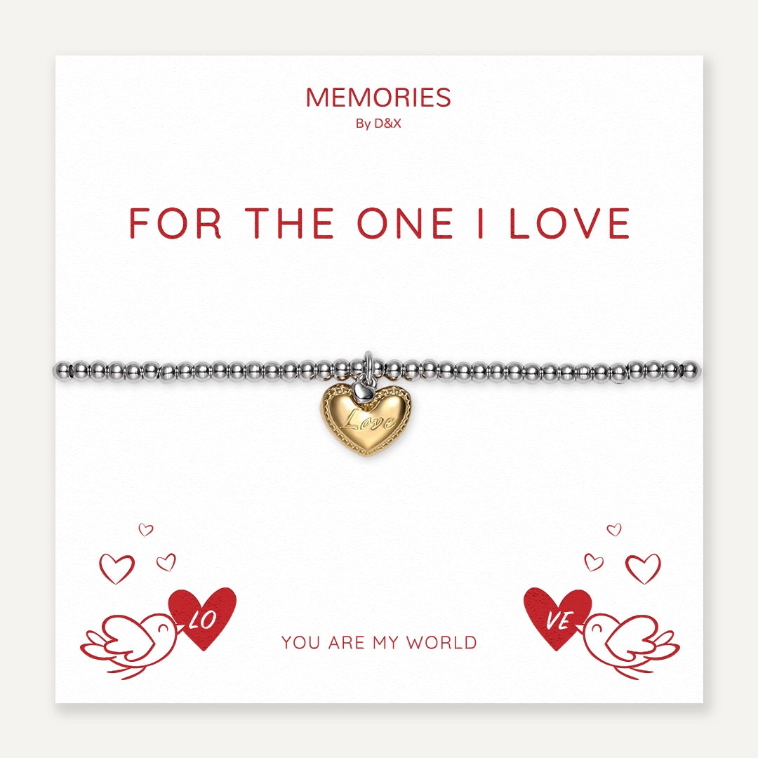 Memories: "FOR THE ONE I LOVE" | Heart Bracelet | White Gold-Plated