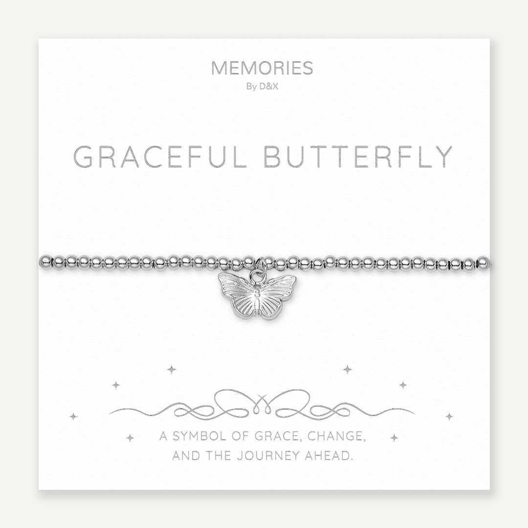 Memories: "GRACEFUL BUTTERFLY" | Butterfly Bracelet | White Gold-Plated