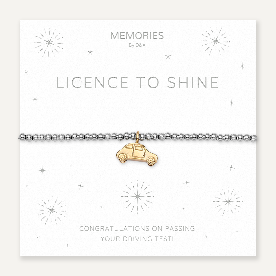 Memories: "LICENCE TO SHINE" | Car Bracelet | White Gold & 18K Gold-Plated